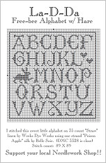 Alphabet & Hare Free Cross Stitch Chart from La-D-Da